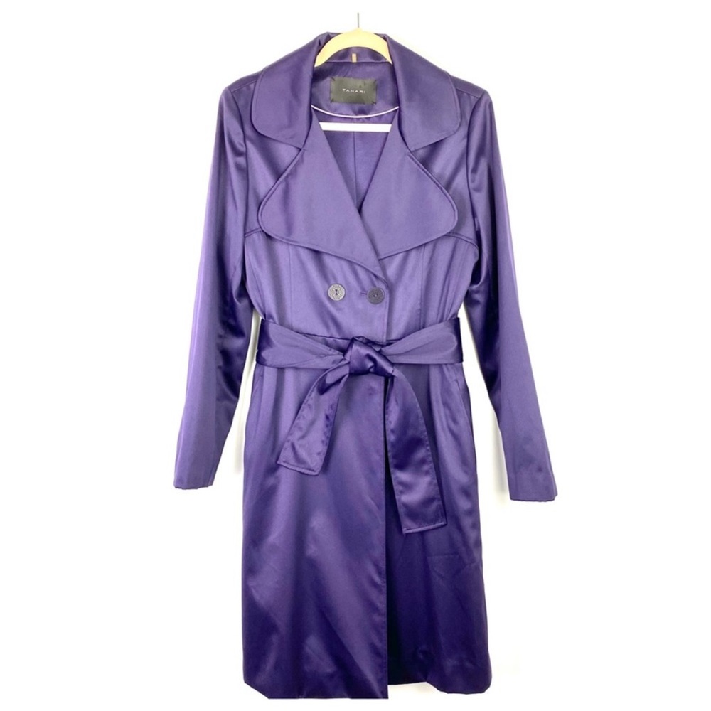 NWO TAHARI Vintage Purple Trench Coat Size Medium 🥳